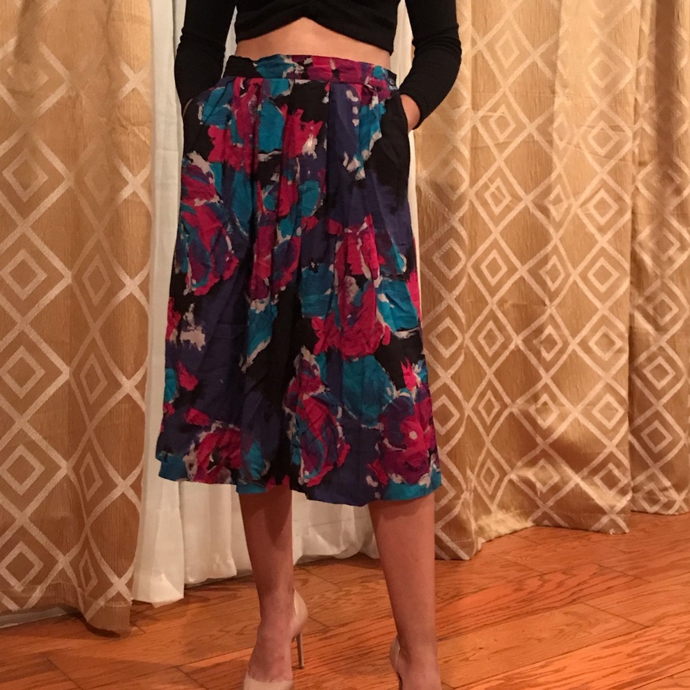 water color midi skirt